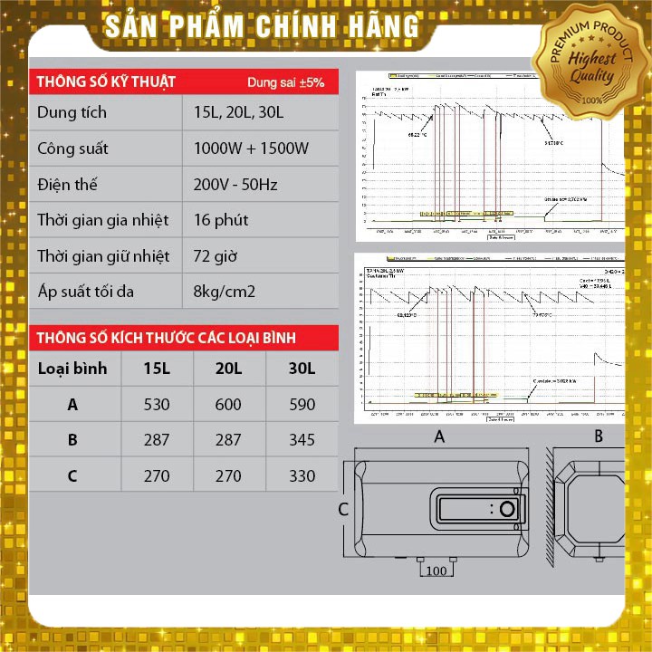 [CHÍNH HÃNG] Máy nước nóng Rossi DI Smart 15 Lít - Tráng men kim cương nhân tạo