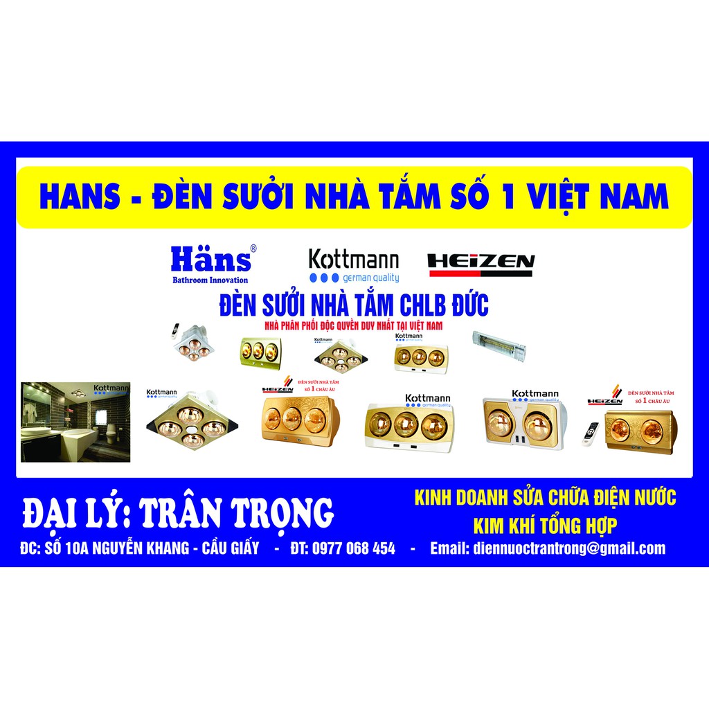 Đèn sưởi 2 bóng treo tường Kottmann– K2BH