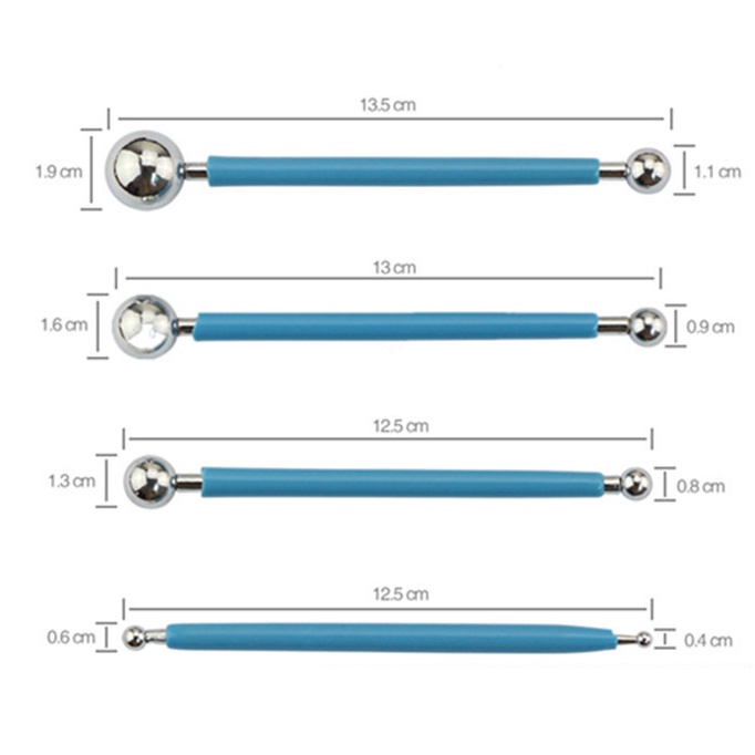 Bộ 4 Dụng Cụ Tạo Hình Búp Bê Đầu Bi Tròn Điêu Khắc Nặn Tượng, Nặn Hoa Đất Sét - Dụng Cụ Làm Gốm