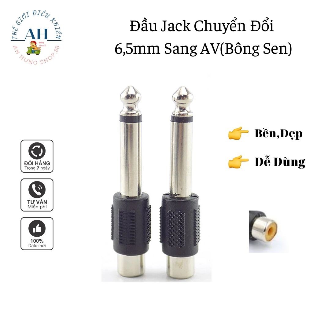 Jack Chuyển Đổi Tín Hiệu đầu Jack 6 Ly Ra Bông Sen ( AV).Jack Màu bạc(nhựa đen), Bền,Đẹp.