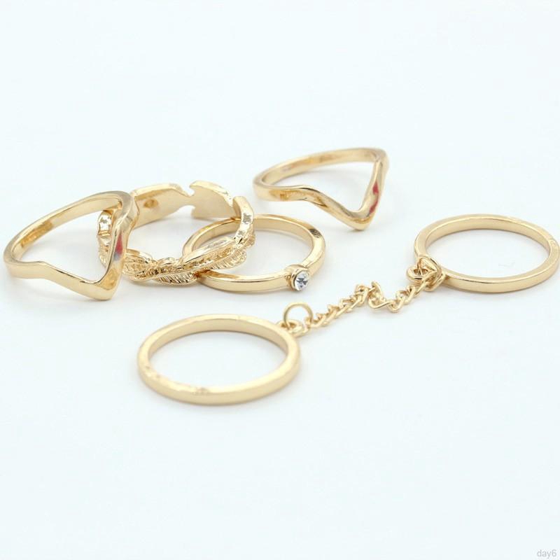 5 nhẫn đeo khớp tay kiểu dáng khác nhau thiết kế mạ vàng/bạc thời trang cho nữ