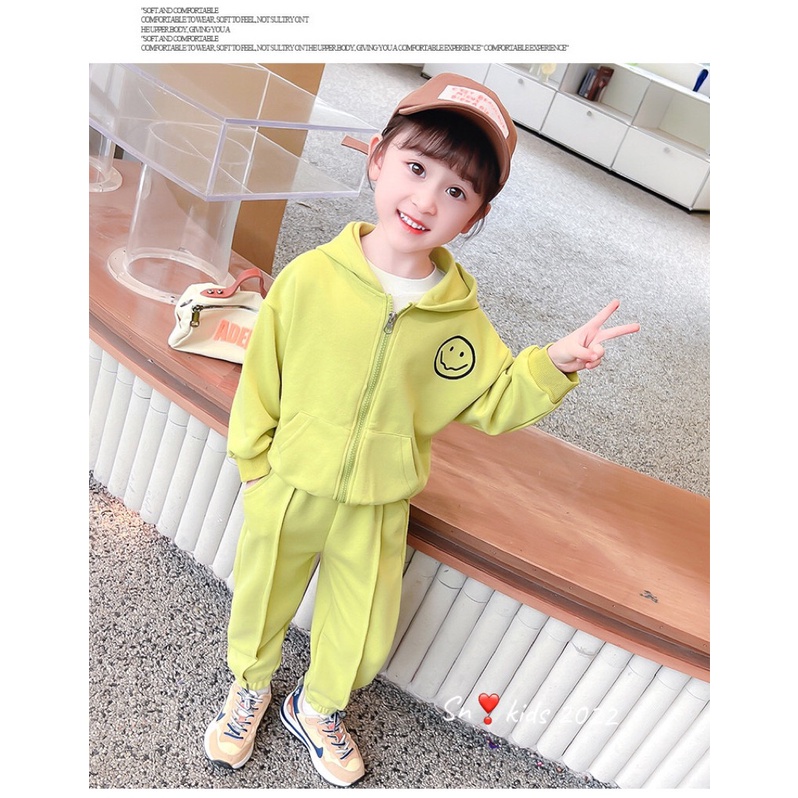 Bộ quần áo thu đông bé gái, bộ quần áo thu đông áo khóa mũ chất da cá QC xịn xò cho bé