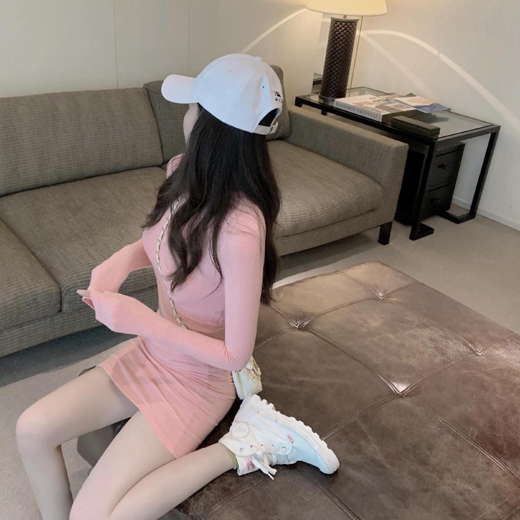 Set đồ Perty gồm ao tay dài ôm dáng và chân váy ngắn thời trang quyến rũ