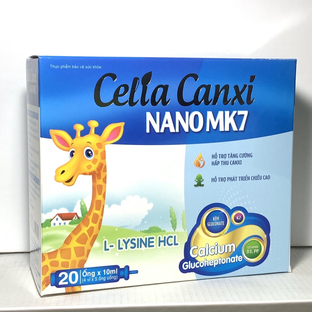 Celia CANXI NANO MK7 hộp 20 ống hỗ trợ tăng cường hấp thụ canxi ở trẻ nhỏ