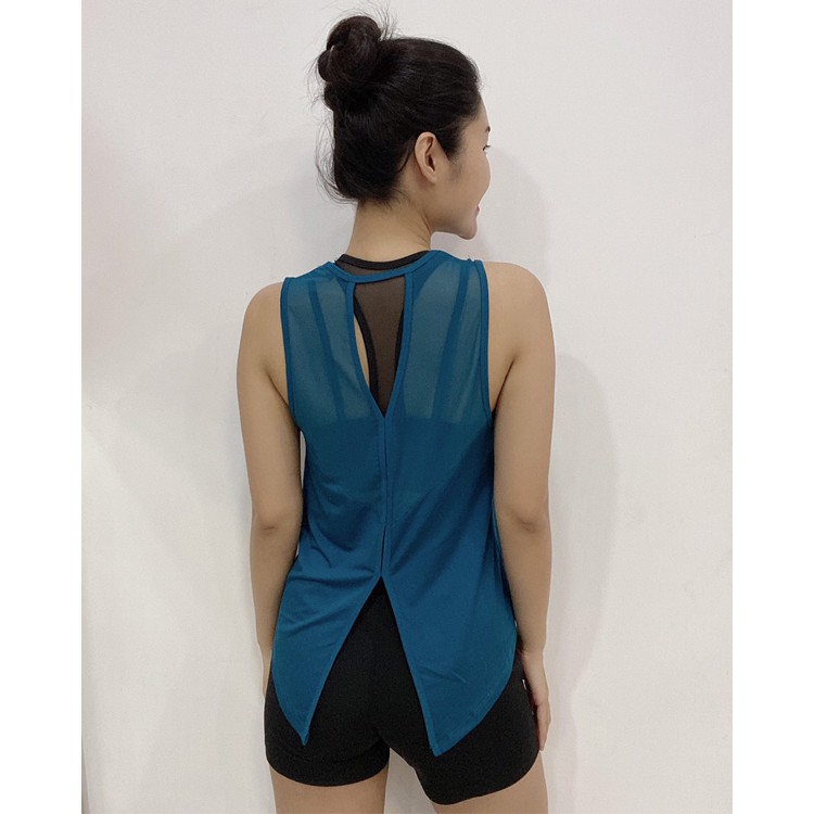 Áo tanktop nữ tập Gym - Yoga phối lưới lưng TANKTRON