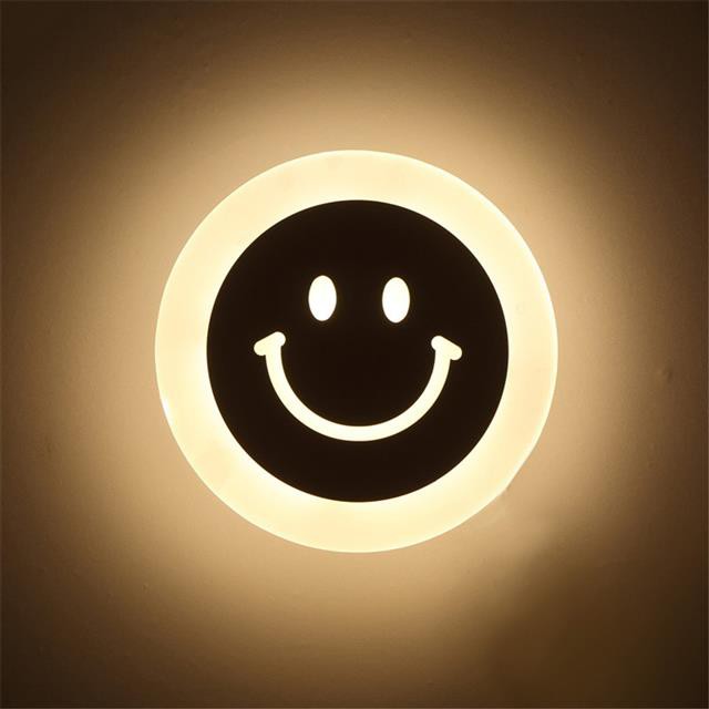 Creative LED Smile Face Lamp Simple Kids Cartoon Bed Room Light Ultra-Thin Acrylic Porch Aisle Lanterns Passage Luminair