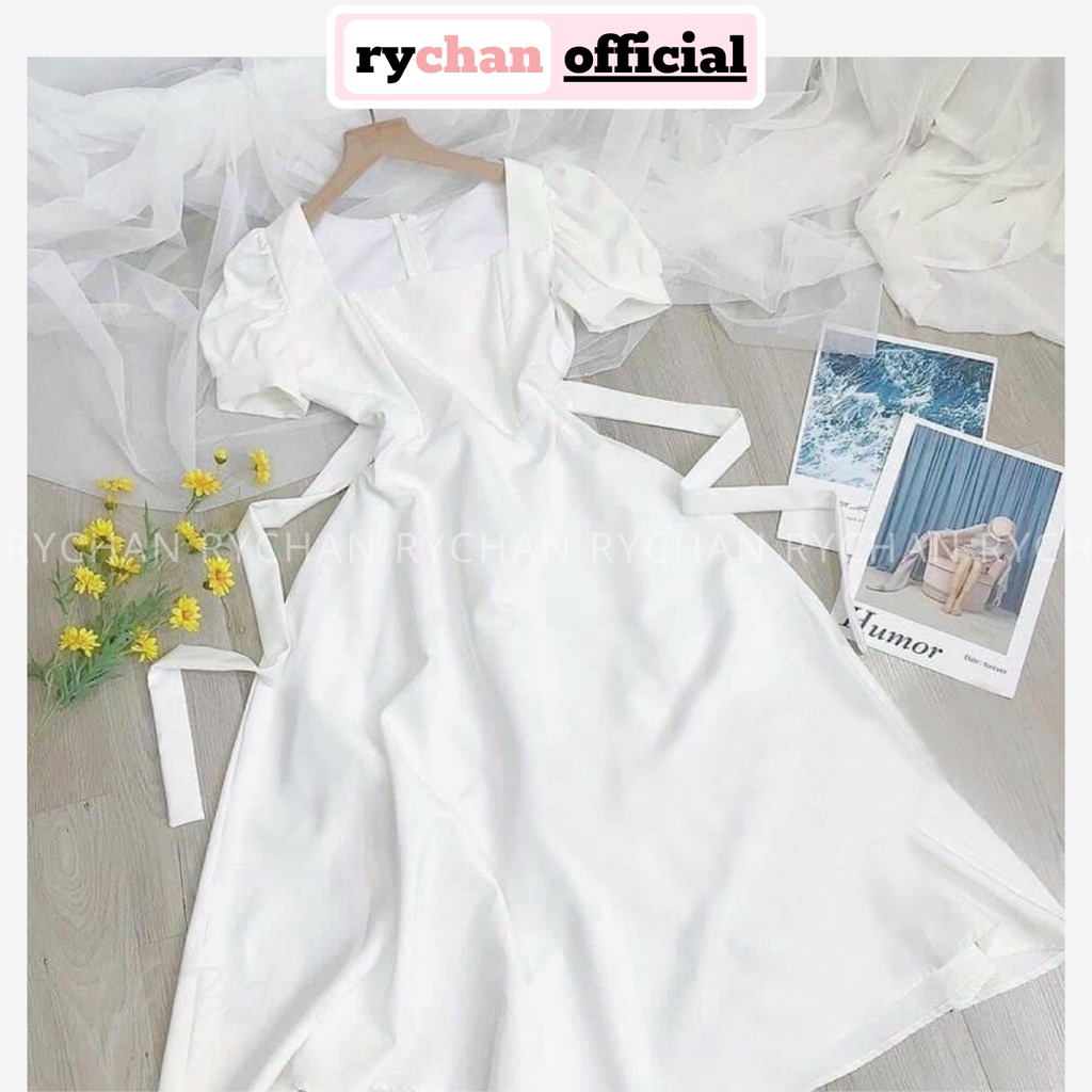 Đầm Váy Nữ Dự Tiệc Cưới Dáng Ngắn Cổ Vuông Nơ Sau Bo Eo Tôn Dáng Cực 2 Kiểu, Đầm Xinh Dịu Dàng [ẢNH THẬT CUỐI] - DX9822