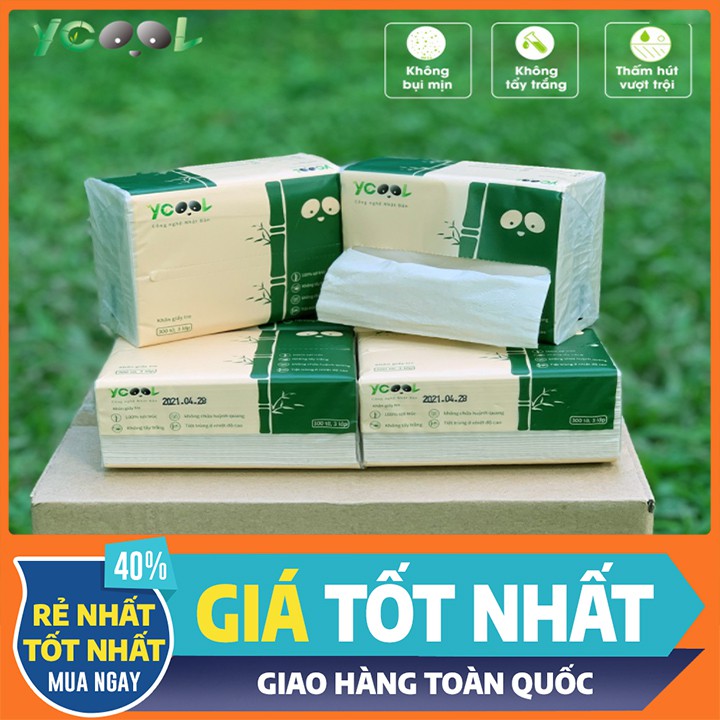 Giấy ăn gấu trúc Ycool giấy vệ sinh 1 thùng 30 gói 2.63KG