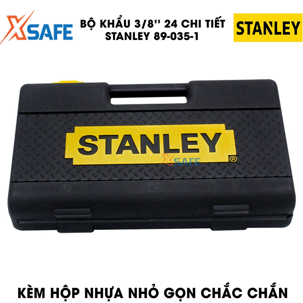 Đầu tuýp bộ 3/8 INCH 24 chi tiết STANLEY 89-035-1 thép CR-V cao cấp Đầu tiếp Stanley phủ lớp chống gỉ sét, độ bền cao