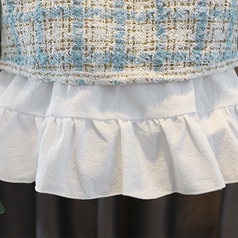Bộ Đầm Dài Tay + Áo Khoác Vest Phong Cách Hàn Quốc Siêu Đáng Yêu Dành Cho Bé Gái