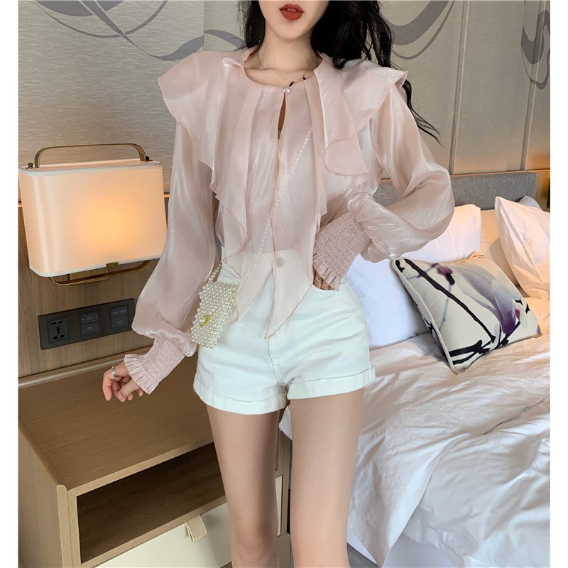 Áo sơmi vạt bèo hàn quốc- hàng cao cấp