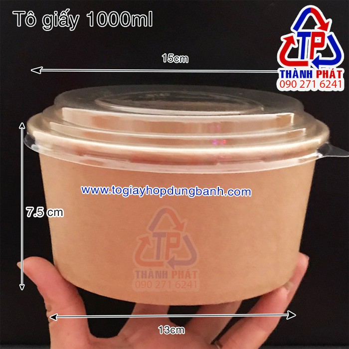 50 Tô kraft 1000ml - tô giấy đựng bánh bông lan 1000ml - Tô giấy kraft 1000ml