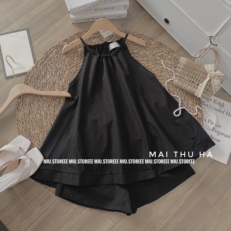 SET BỘ THÔ ÁO CỔ YẾM DÁNG BABYDOLL XOÈ KÈM QUẦN SHORT CẠP CHUN SAYBQS