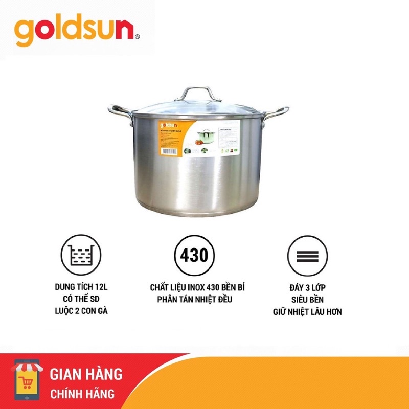 NỒI LUỘC GÀ GOLDSUN size 30cm INOX CAO CẤP 3 ĐÁY