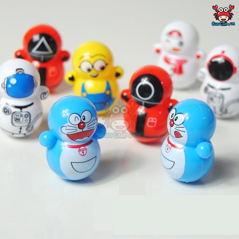 [COMBO 5] Lật đật mini doraemon cho bé - đồ chơi squid game mini trò chơi con mực nhiều mẫu dễ thương trang trí để bàn