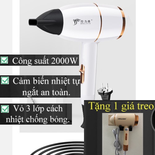 Máy Sấy Tóc Tạo Kiểu - 2 Chiều Công Suất Lớn - Thiết Kế Nhỏ gọn (Tặng kèm giá treo)