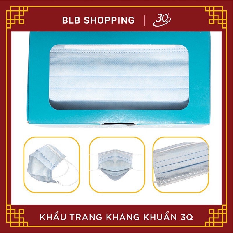 (CHÍNH HÃNG) 50 KHẨU TRANG Y TẾ CÔNG NGHỆ KHÁNG KHUẨN 3 LỚP - 3Q MASK CHUẨN XUẤT KHẨU