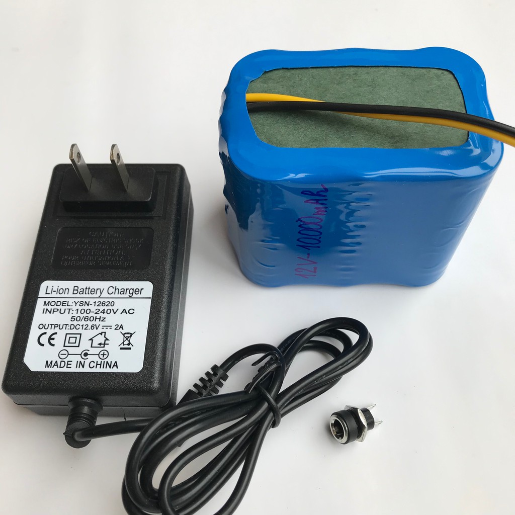 Pin 3S - 12V dung lượng lớn (10000mAh) cho Quạt, Loa , Đèn.