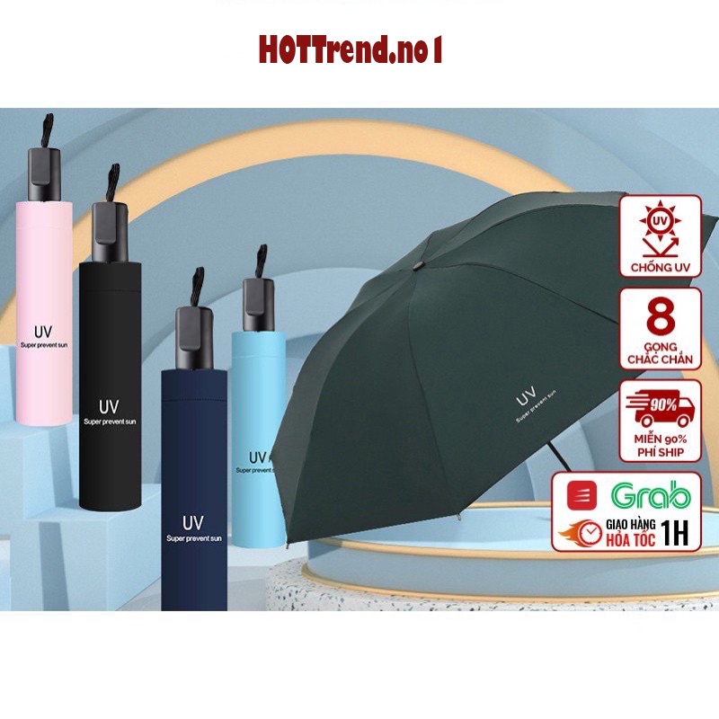 Ô Gấp Gọn Phủ Lớp Chống Tia Uv, Ô Che Mưa Cầm Tay, Dù Chống Nắng Cao Cấp - Tặng Túi Đựng Ô