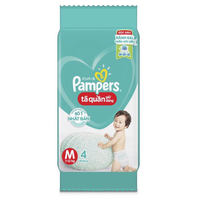 Tả quần pampers size M 4 miếng, 9 bịch 36 miếng