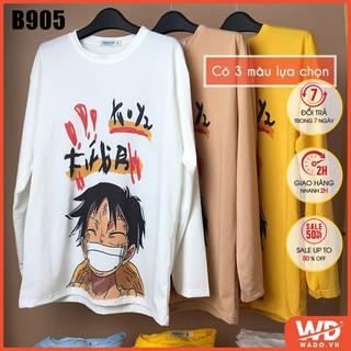 Áo thun dài tay mùa thu đông Wado cho nam nữ chất cotton mềm mịn dáng áo oversize, in hình mã B905