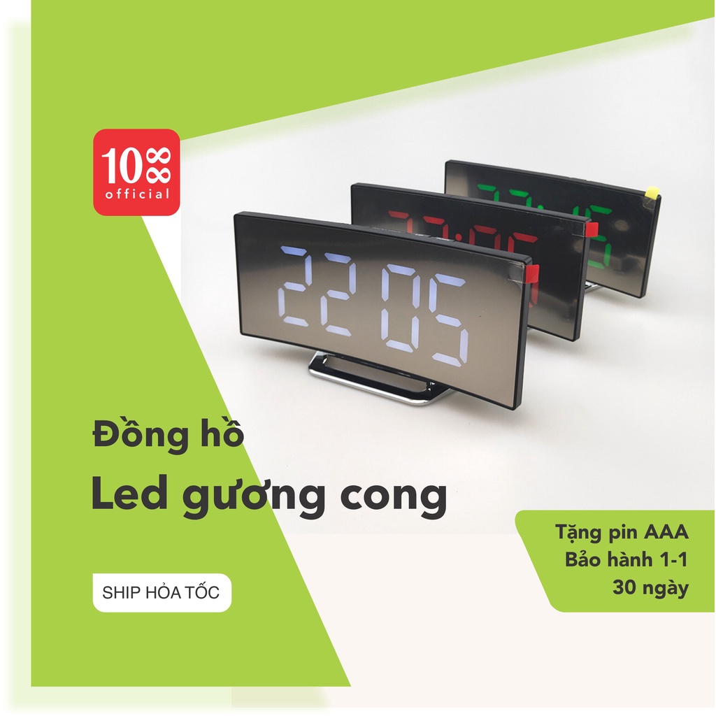 đồng hồ để bàn led mặt tráng gương sang trọng độc đáo - có báo thức, nhiều chức năng - bảo hành 1 đổi 1