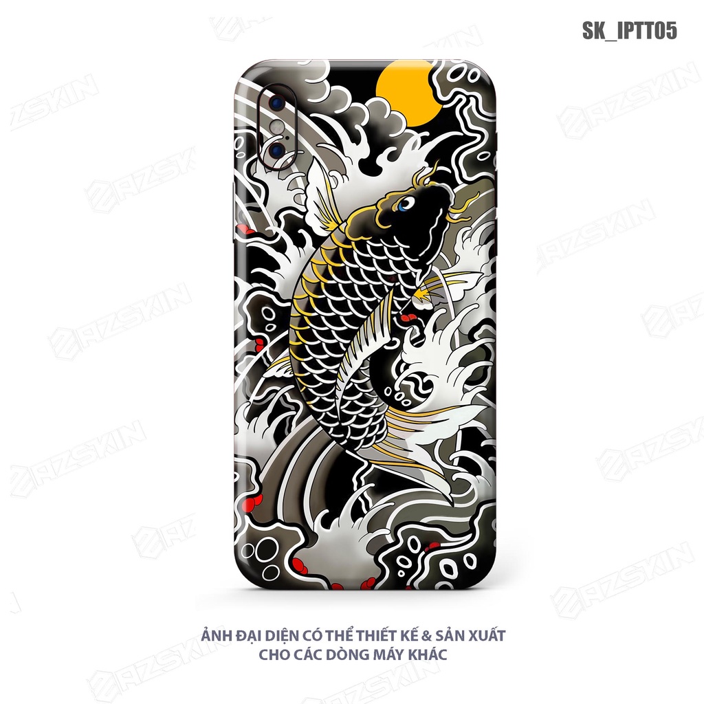 Miếng Dán Skin Cá Chép Tattoo Dành Cho IPhone Series |SK_IPHTT05| Chất Liệu Nhập Khẩu, Khuôn Cắt CNC Dán Full Lưng Viền
