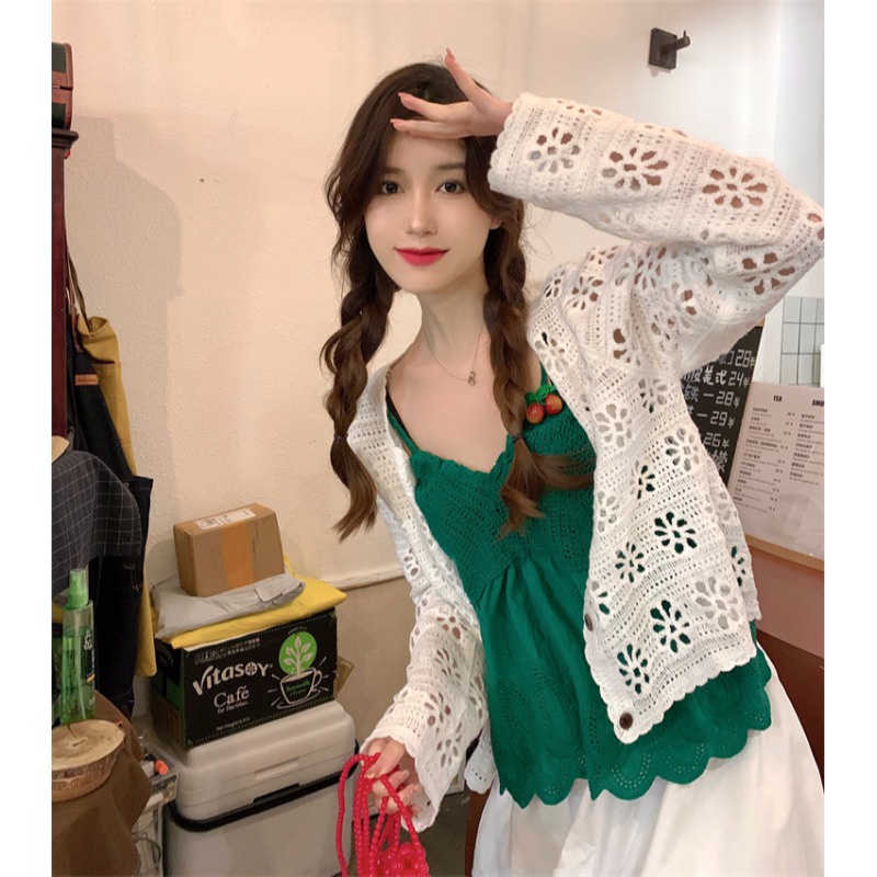 Áo Hai Dây Dệt Kim Kiểu Retro Thời Trang Mùa Hè Cho Nữ