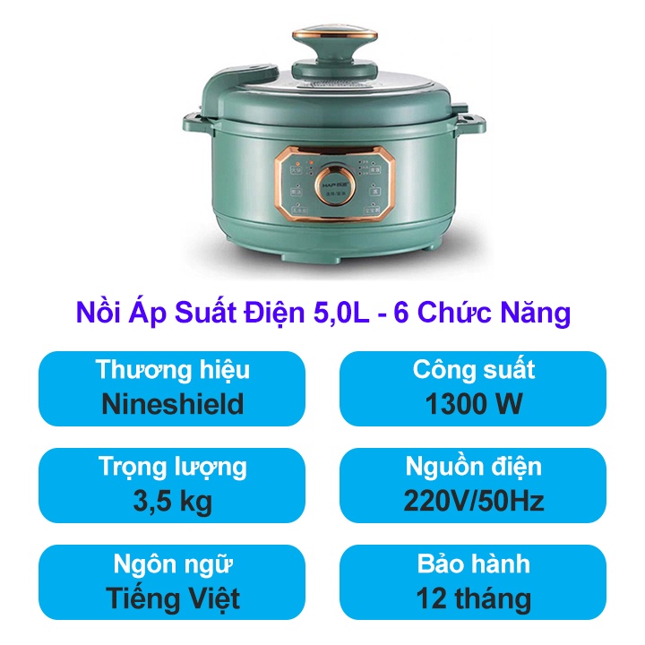 Nồi Áp Suất Điện Đa Năng Dung Tích 3 - 6L Nội Địa Trung, Nấu Lẩu, Nấu Cơm, Hầm, Nấu Soup, Chiên, Xào, Bảo Hành 12 Tháng