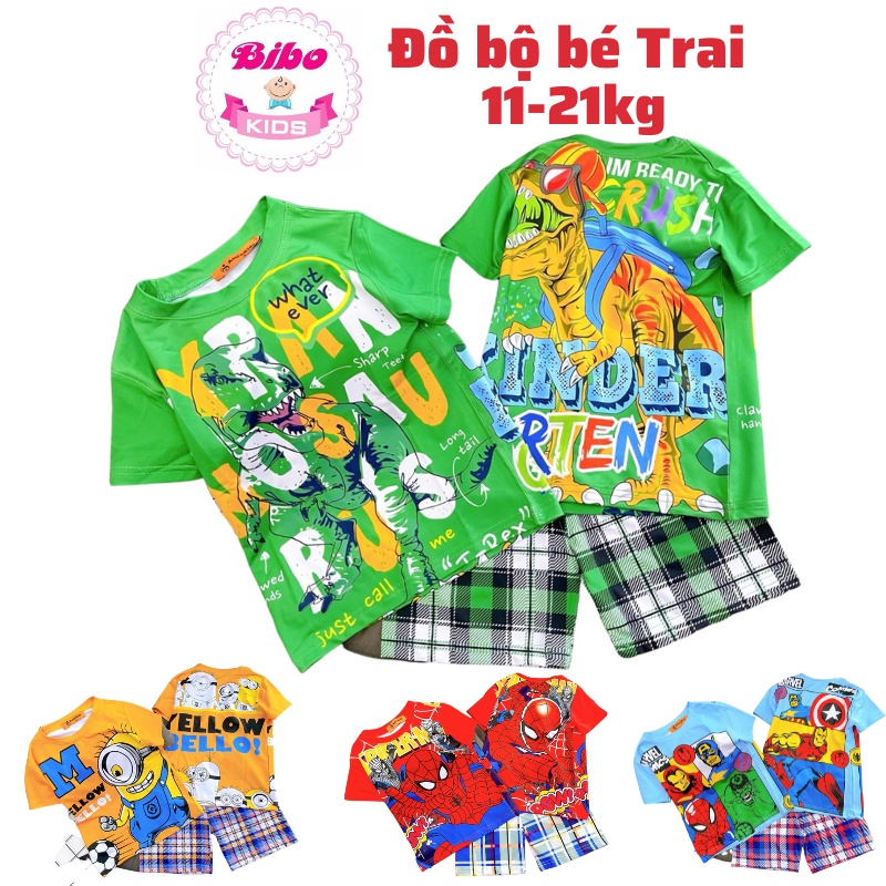[9-22kg] Bộ thun lạnh Hoạt hình 3D siêu bền đẹp cho bé trai - Đồ bộ bé trai, bộ quần áo bé trai, bộ cộc tay bé trai
