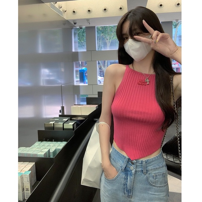 Áo Hai Dây Thêu Họa Tiết Tam Giác Không Tay Cho Nữ