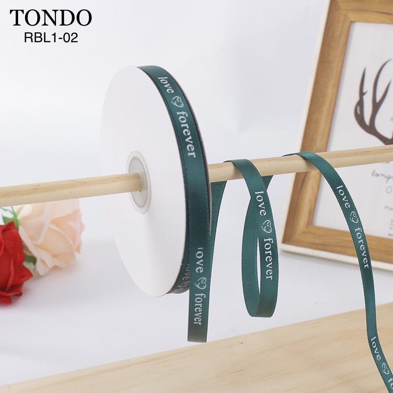 Ruy băng Love Forever loại 1cm x 45m, ruy băng chữ anh ngữ, chữ tiếng anh sỉ lẻ giá rẻ