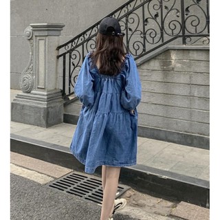 ĐẦM JEANS TAY PHỒNG CỔ U