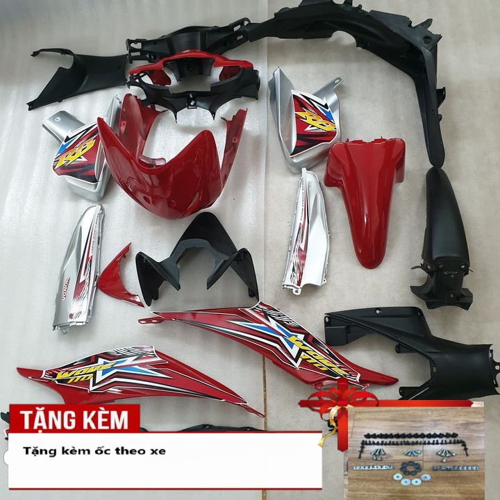 Bộ nhựa Wave S110 đời 2008 đến 2010 Màu Đỏ Đun  Dàn áo xe Wave S110 - B545