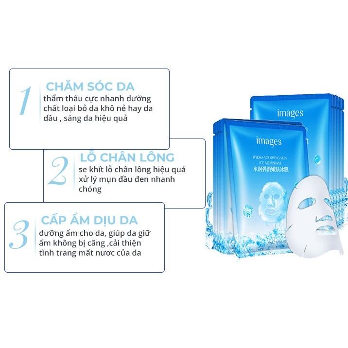 Mặt nạ dưỡng da giấy chống lão hóa dưỡng ẩm trắng da giảm mụn đá băng images LUVELA MN10