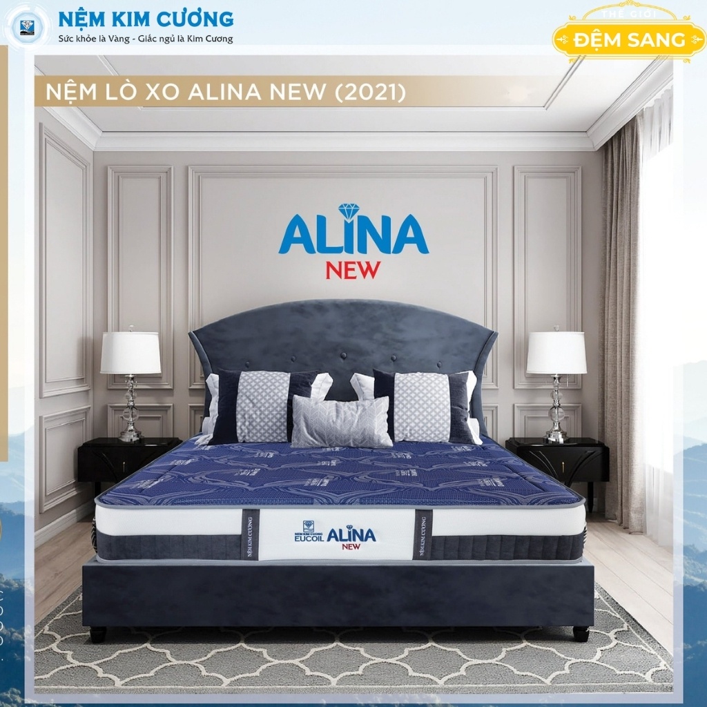 Nệm lò xo liên kết Kim Cương EUCOIL ALINA NEW 2021 đệm cao cấp giá rẻ chuẩn khách sạn 3 sao LX112