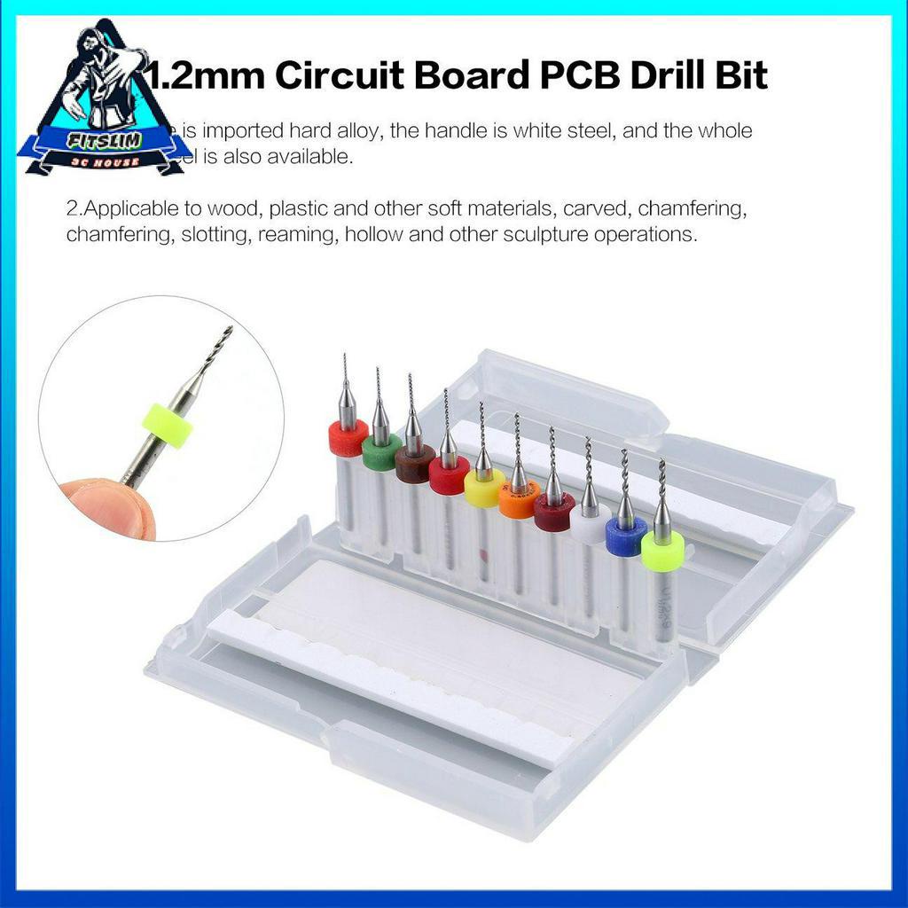 Bộ 10 cái mũi khoan bảng mạch PCB 0.3 - 1.2mm bằng hợp kim cứng