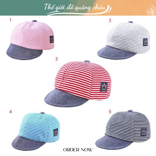 Mũ lưỡi trai kẻ sọc cho bé - Màu sắc nổi bật hàng Quảng Châu Cao Cấp (0881)