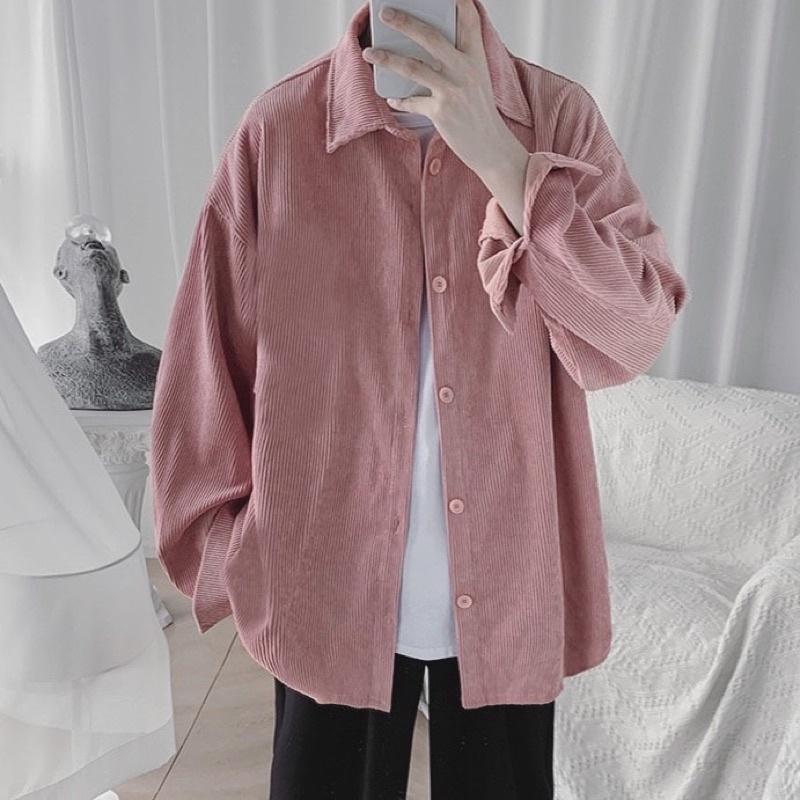 Áo sơmi tay dài nam nữ,chất nhung tăm ms Doro