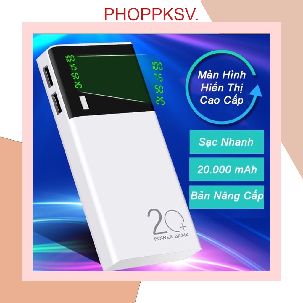 Sạc Dự Phòng 20.000mAh 5 Lõi , Pin Dự Phòng Hiển Thị %Pin Và Đèn báo dung lượng pin ( shop bán lẻ để giá sỉ)