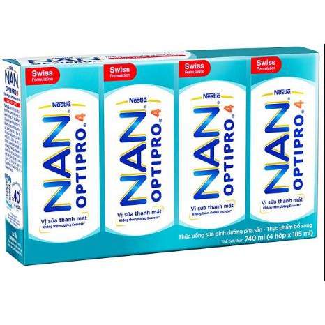 [Tặng bộ mền gối hà mã ] Mua 2 thùng  sữa dinh dưỡng NESTLE NAN RTD OPTIPRO 185ML/HỘP