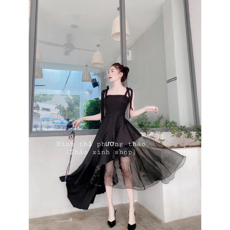 Đầm 2 dây xoè phối lưới lệch tà công chúa cao cấp- HÀNG THIẾT KẾ CAO CẤP - HÀNG AN ĐÔNG | BigBuy360 - bigbuy360.vn