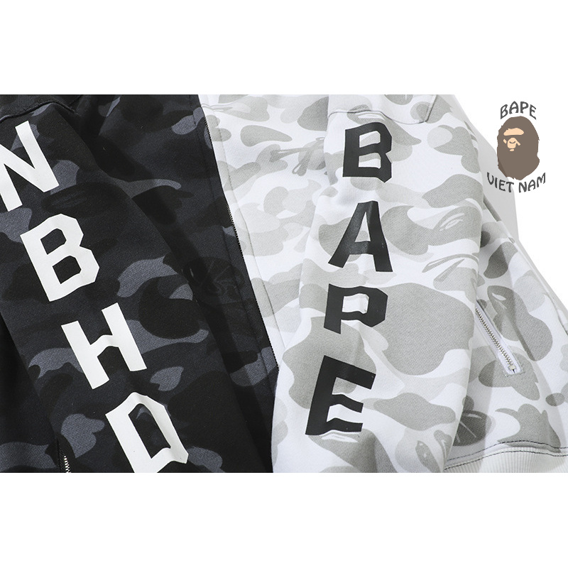Jacket Bape Shark x NBHD Half Camo fullzip , Áo khoác Hoodie Bape Cá Ngáo