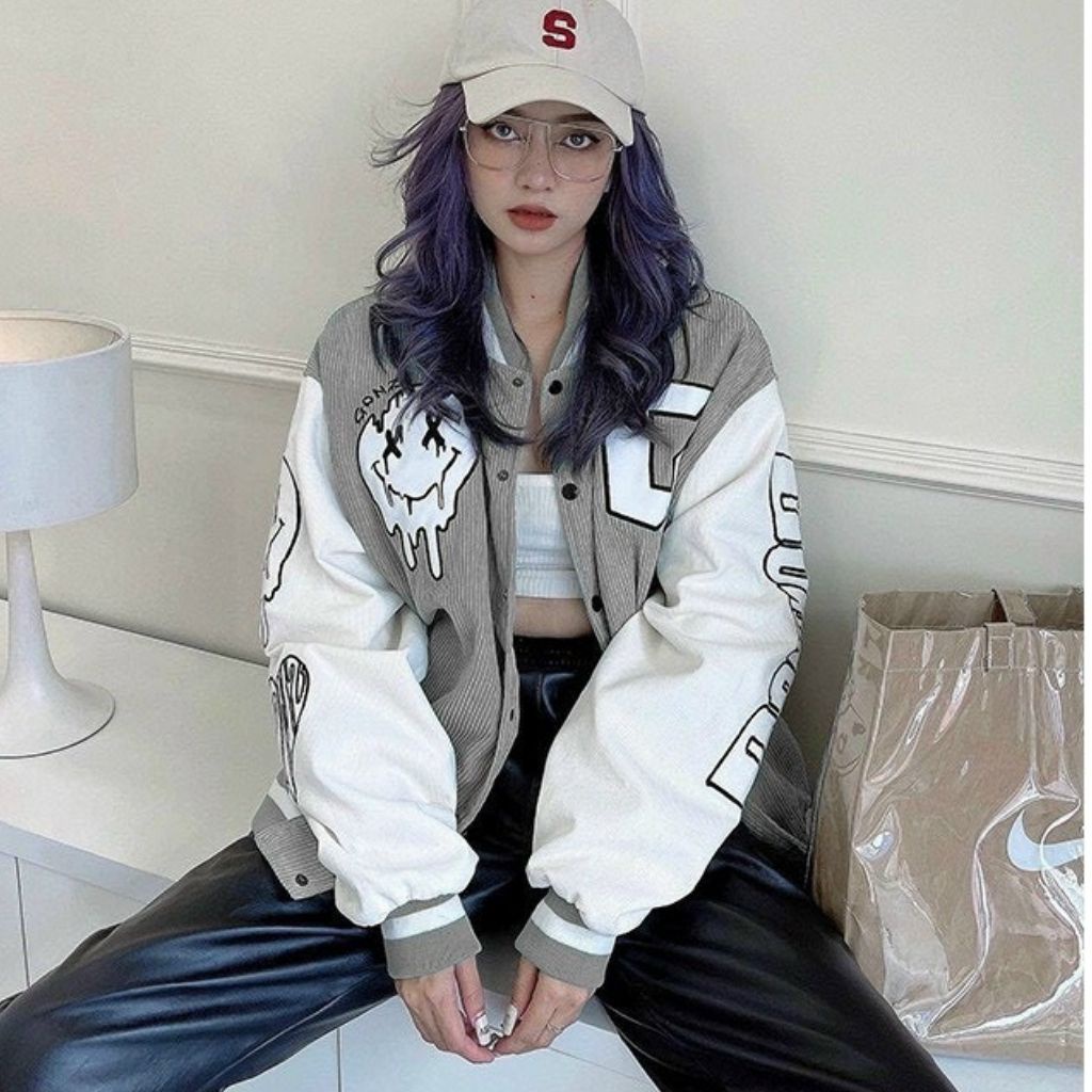 Áo khoác nhung gân tăm unisex ulzzang áo bomber jackets street style nam nữ form rộng G AKNT002 ARROW rẻ đẹp