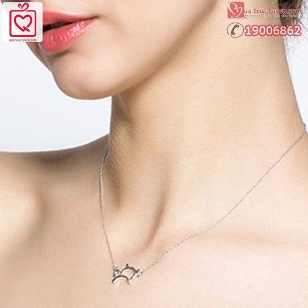 Dây chuyền chú mèo nghịch ngợm bằng bạc