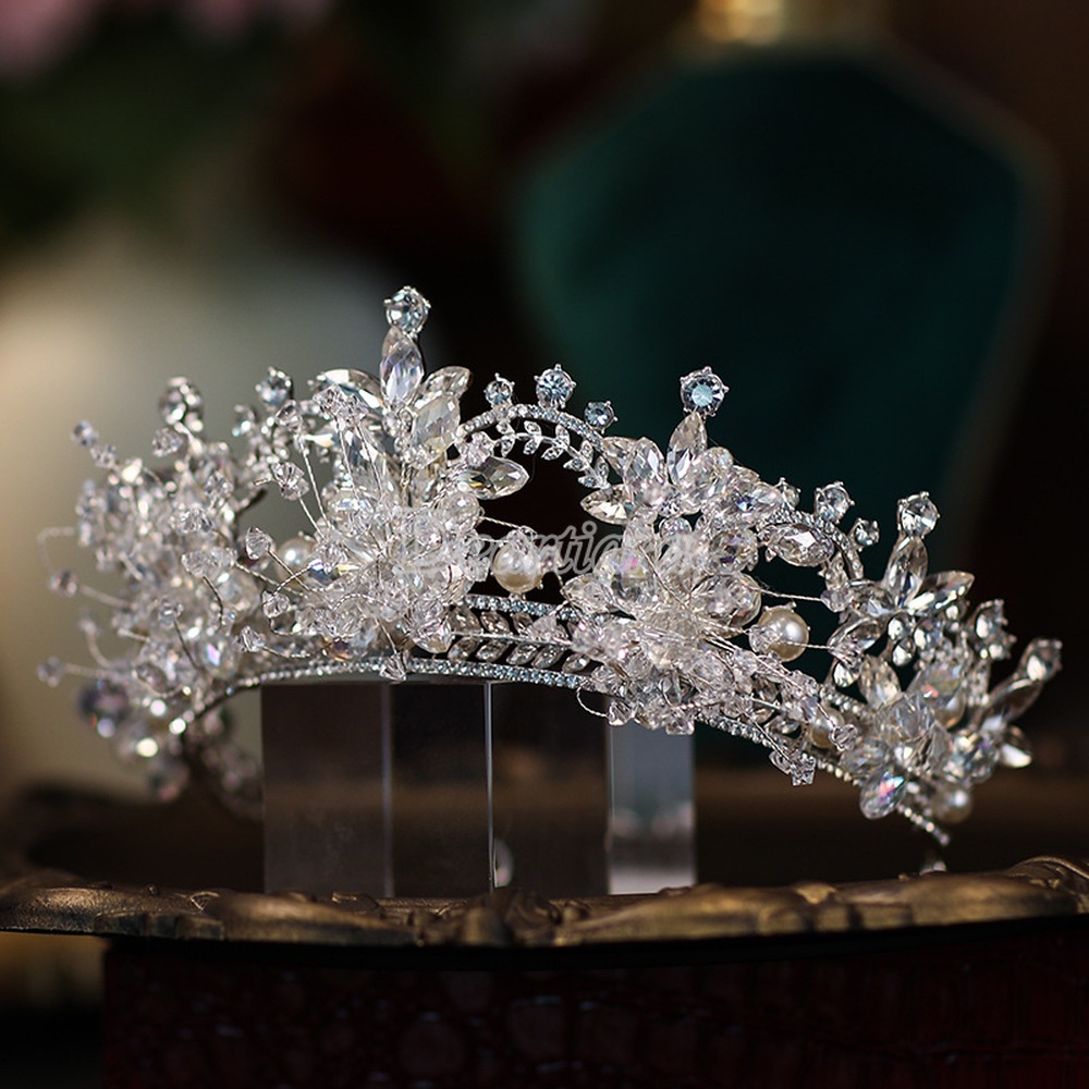 Vương Miện Cài Tóc Đính Pha Lê Handmade Thời Trang Cho Cô Dâu