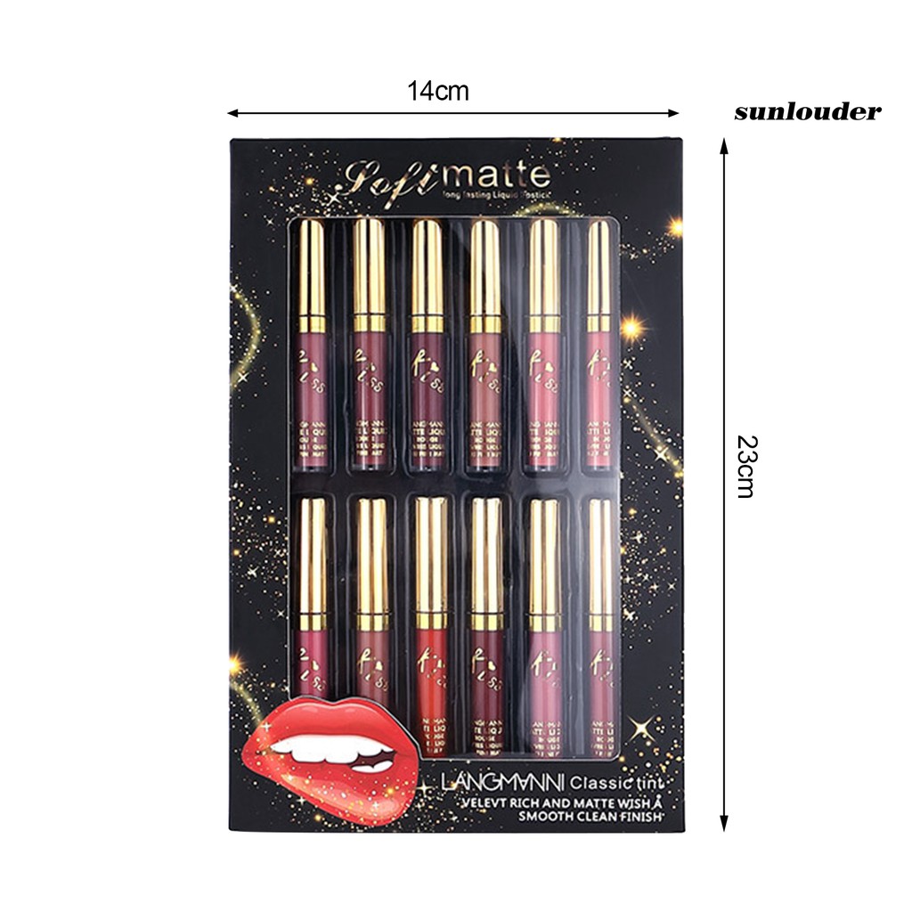 (Hàng Mới Về) Bộ 12 Son Bóng Trang Điểm Lâu Trôi Dành Cho Nữ | BigBuy360 - bigbuy360.vn