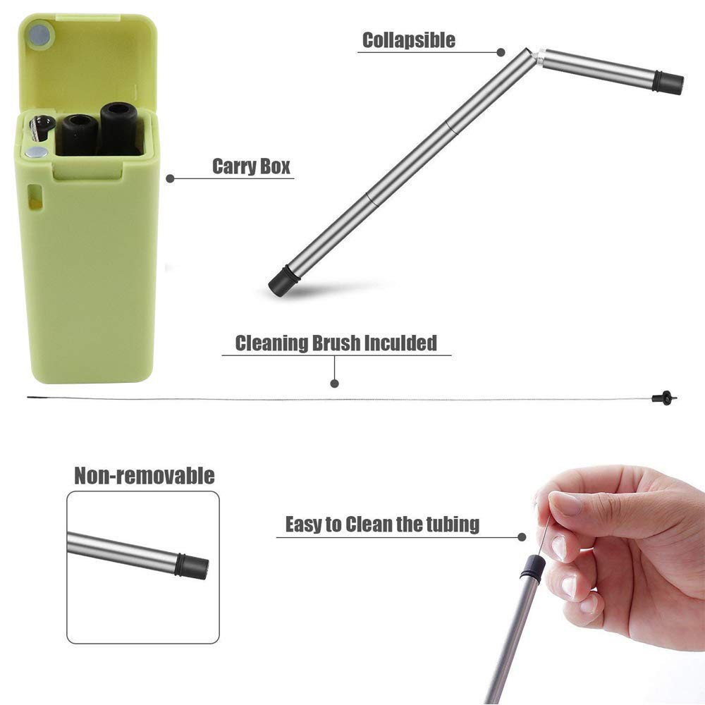 Ống hút gấp gọn bảo vệ môi trường Final Straw ống gấp gọn từ kim loại và cao su bảo vệ môi trường