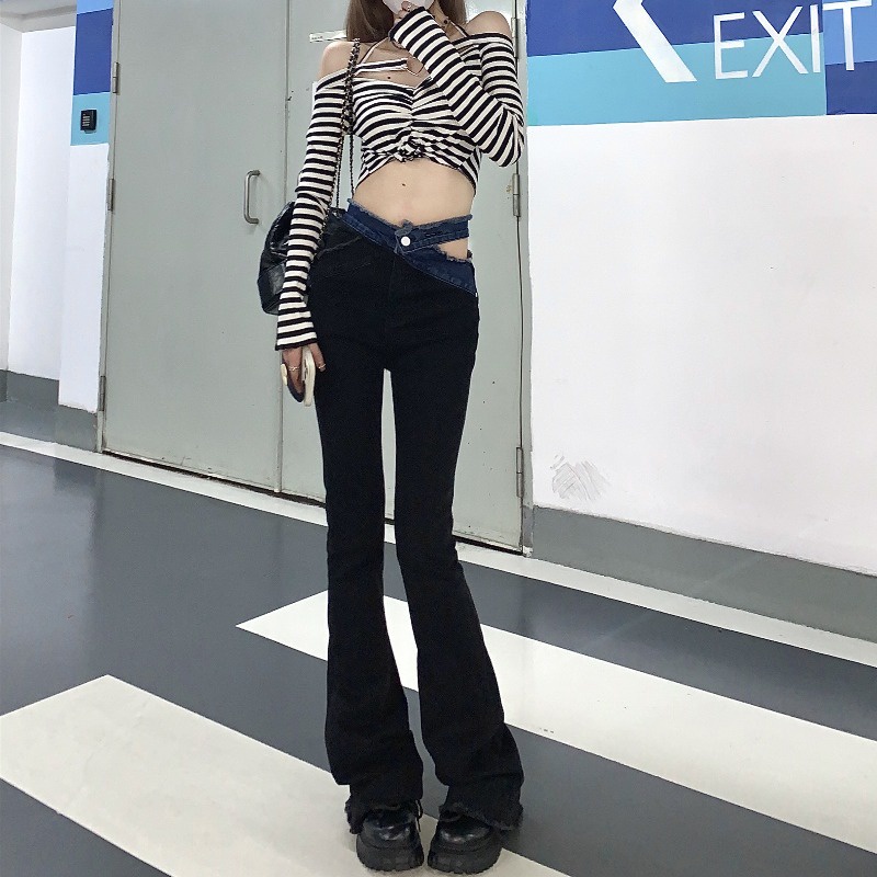 Quần Jean Nữ Ống Loe Lưng Cao Thời Trang