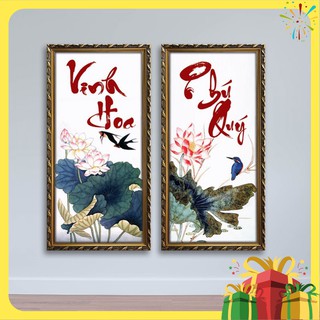 Tranh tết treo tường thư pháp chữ Vinh Hoa Phú Quý ép gỗ TT1448